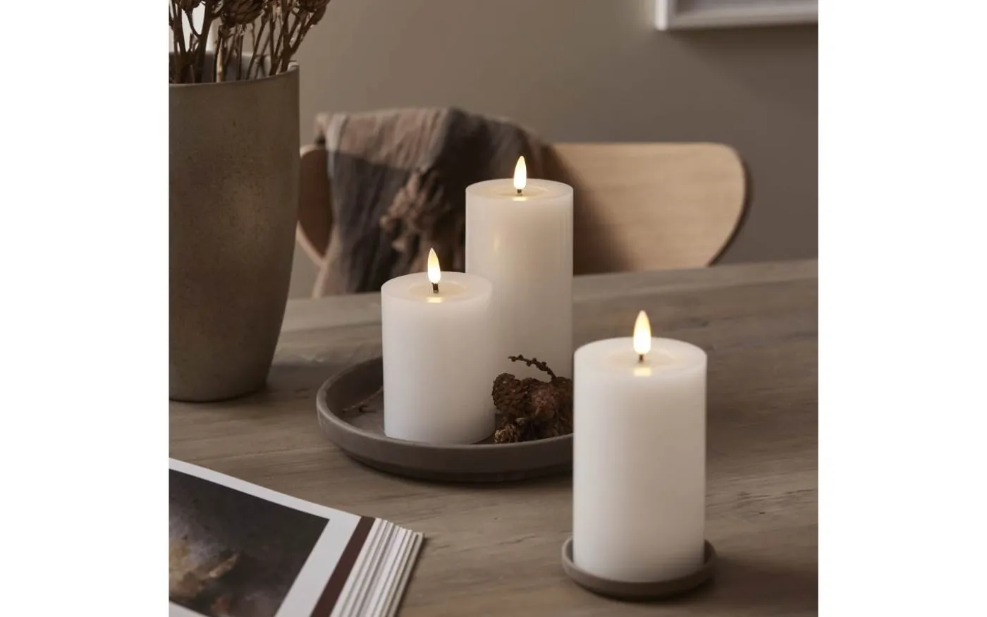 Flamme Flow Batteridrivet Blockljus 17,5cm Longlife 1500h Vit