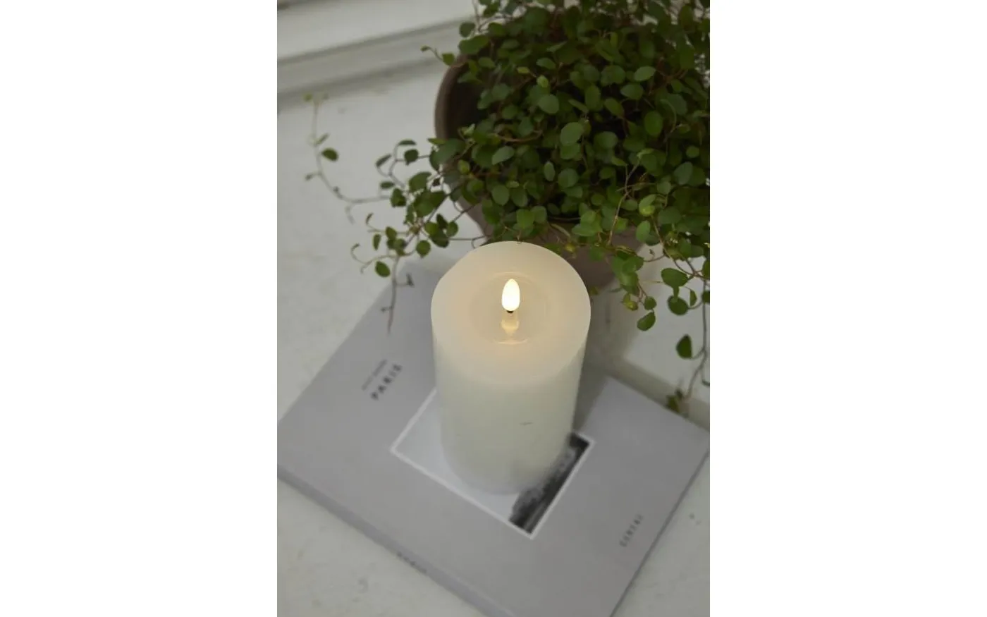 Flamme Flow Batteridrivet Blockljus 17,5cm Longlife 1500h Vit