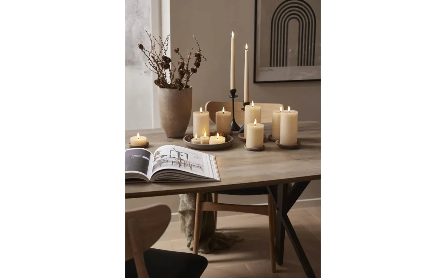 Star Trading Flamme Flow Värmeljus Ø40mm 2-pack Beige* Flamme Batteriljus (Hela Serien)|Flamme Batteriljus (Hela Serien)