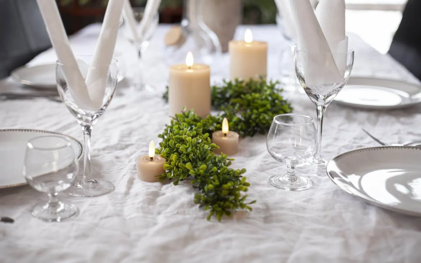 Star Trading Flamme Flow Värmeljus Ø40mm 2-pack Beige* Flamme Batteriljus (Hela Serien)|Flamme Batteriljus (Hela Serien)