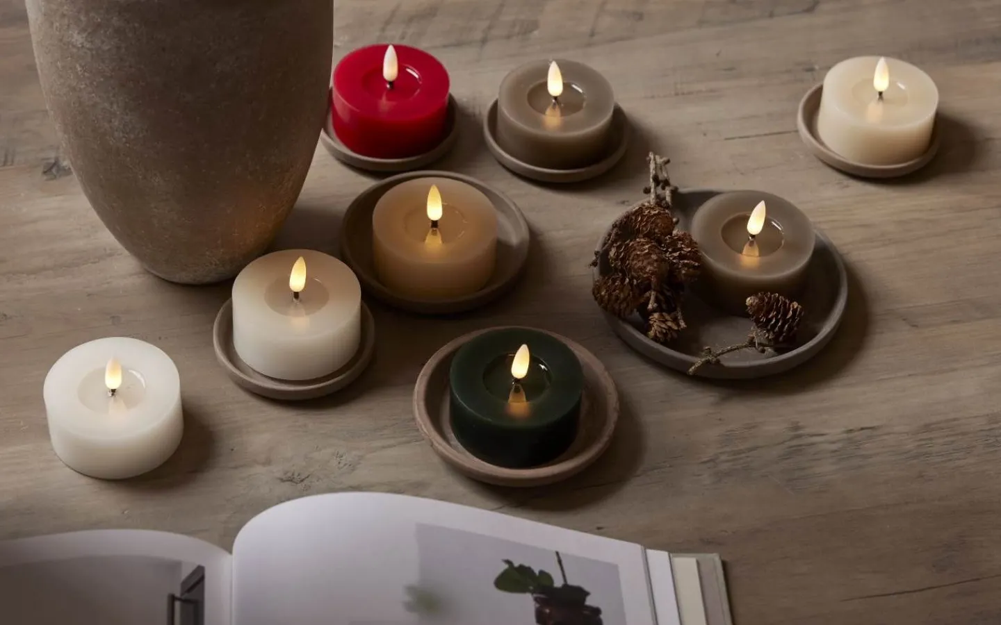 Star Trading Flamme Flow XL Värmeljus Ø70mm 2-pack Grön* Flamme Batteriljus (Hela Serien)|Flamme Batteriljus (Hela Serien)