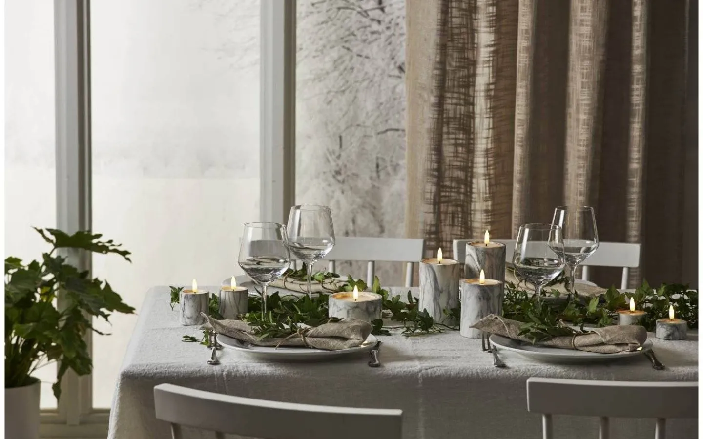 Star Trading Flamme Marble Batteridrivet Blockljus 15cm Grå* Flamme Batteriljus (Hela Serien)|Flamme Batteriljus (Hela Serien)