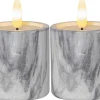 Flamme Batteriljus (Hela Serien)|Flamme Batteriljus (Hela Serien)<Star Trading Flamme Marble Batteridrivna Blockljus 9cm 2-pack Grå