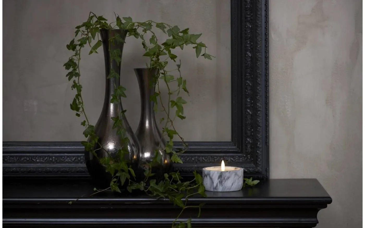 Flamme Marble Batteridrivet Blockljus 7,5cm Grå