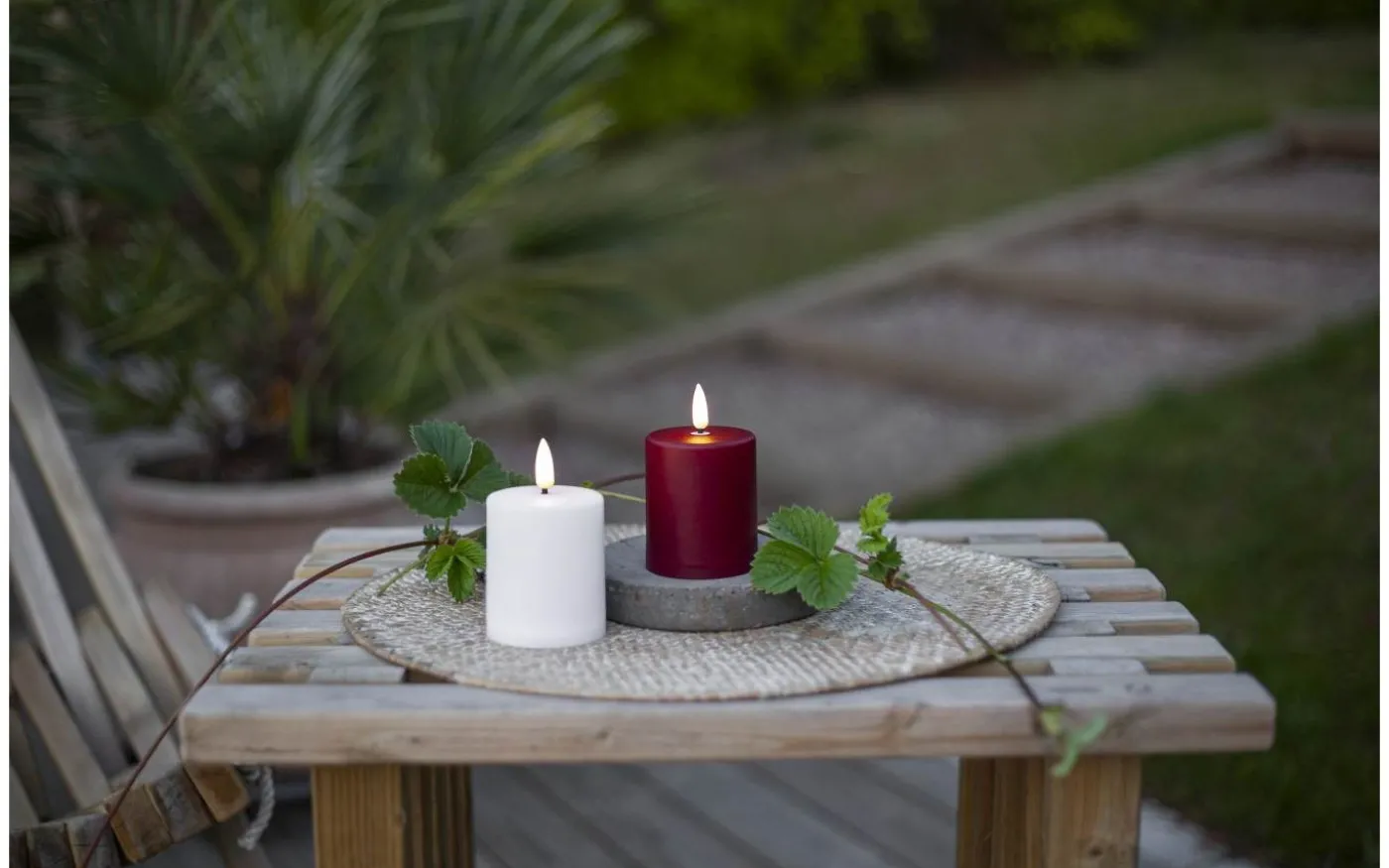 Flamme Paula Blockljus 10cm Utomhusbruk Timer/Sensor Vit 2000h