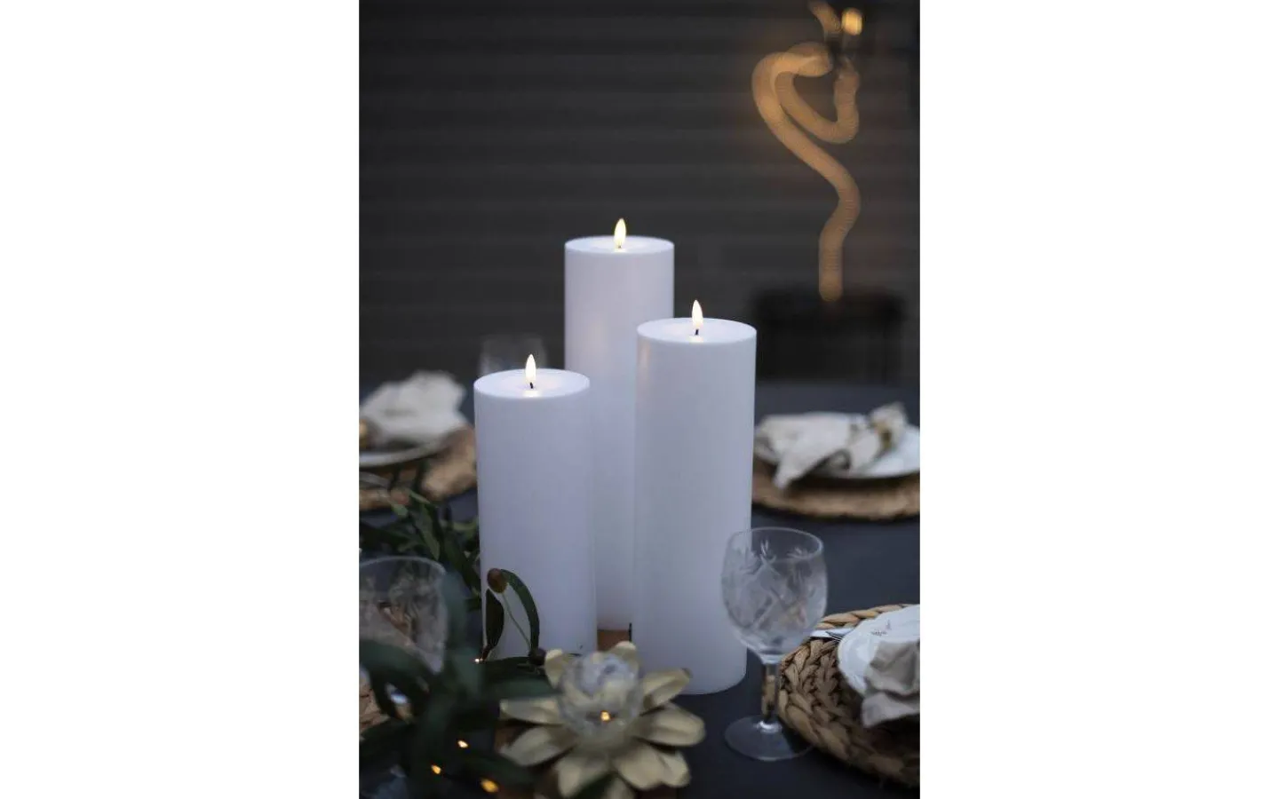 Flamme Batteriljus (Hela Serien)|Flamme Batteriljus (Hela Serien)<Star Trading Flamme Rak Blockljus 32,5cm Vit IP44