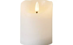 Flamme Rustic Batteridrivet Blockljus 10cm Vit