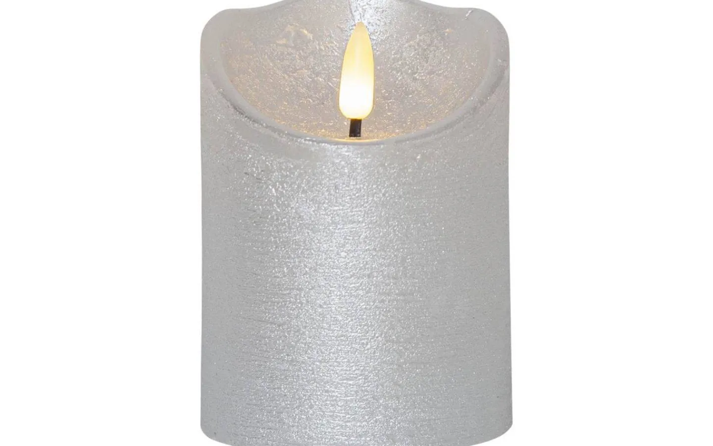 Flamme Batteriljus (Hela Serien)|Flamme Batteriljus (Hela Serien)<Star Trading Flamme Rustic Batteridrivet Blockljus 10cm Silver