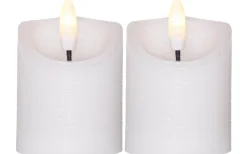 Flamme Rustic Blockljus 7,5cm 2-pack Vit