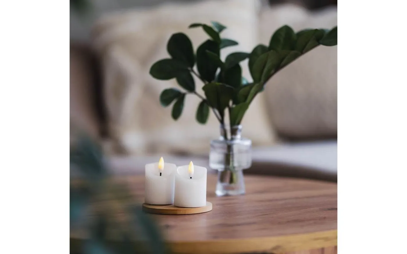 Flamme Rustic Blockljus 7,5cm 2-pack Vit