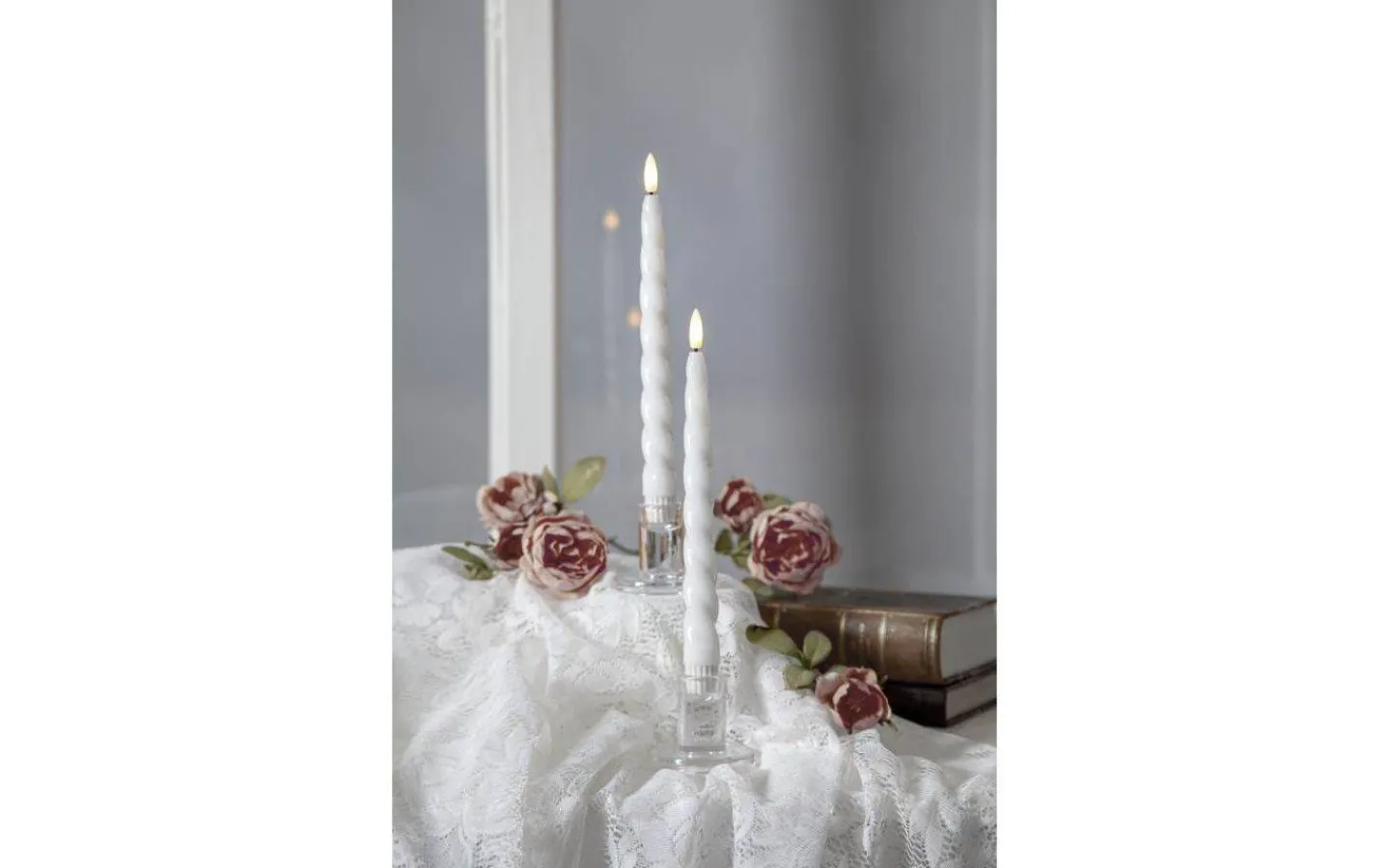 Star Trading Flamme Shine Batteridrivna Antikljus 25cm 2-Pack Vit* Flamme Batteriljus (Hela Serien)|Flamme Batteriljus (Hela Serien)