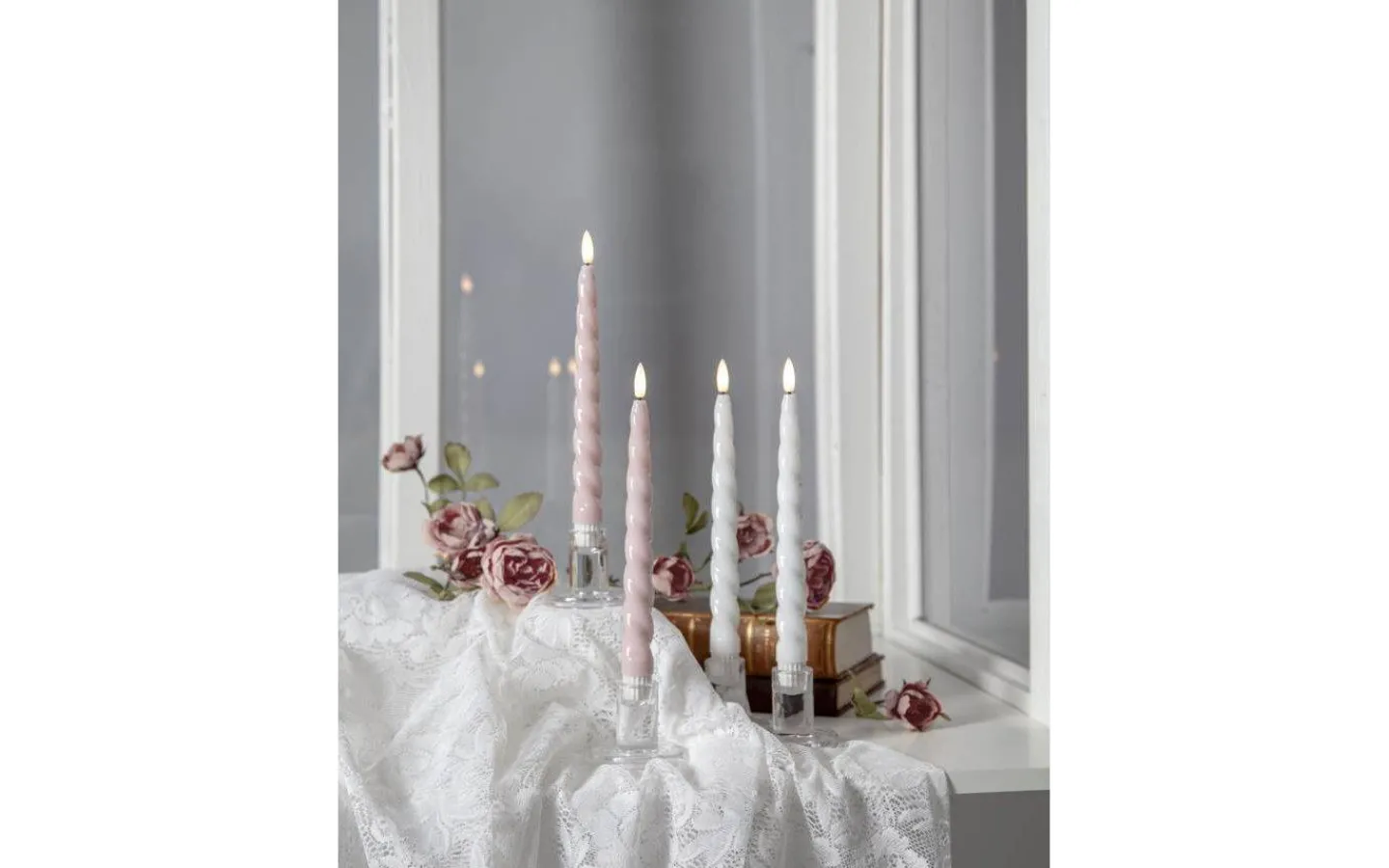 Star Trading Flamme Shine Batteridrivna Antikljus 25cm 2-Pack Vit* Flamme Batteriljus (Hela Serien)|Flamme Batteriljus (Hela Serien)