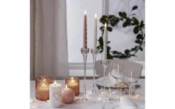 Flamme Shine Batteridrivna Antikljus 25cm 2-Pack Rosa