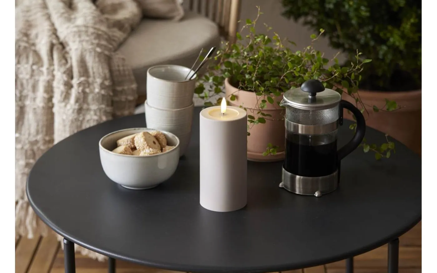 Flamme Soft Batteridrivet Blockljus 17,5cm Beige