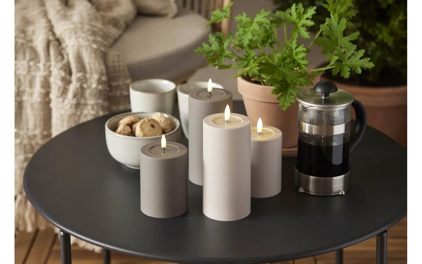 Flamme Soft Batteridrivet Blockljus 17,5cm Beige