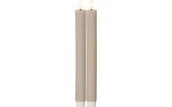 Flamme Stripe Batteridrivna Antikljus 25cm 2-Pack Beige