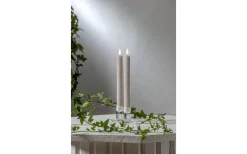 Flamme Stripe Batteridrivna Antikljus 25cm 2-Pack Beige
