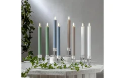 Flamme Stripe Batteridrivna Antikljus 25cm 2-Pack Beige