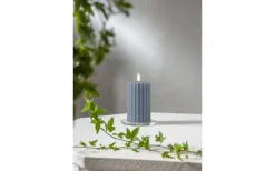 Flamme Batteriljus (Hela Serien)|Flamme Batteriljus (Hela Serien)<Star Trading Flamme Stripe Batteridrivet Blockljus 15cm Blå