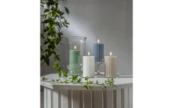 Flamme Batteriljus (Hela Serien)|Flamme Batteriljus (Hela Serien)<Star Trading Flamme Stripe Batteridrivet Blockljus 15cm Blå