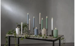 Flamme Batteriljus (Hela Serien)|Flamme Batteriljus (Hela Serien)<Star Trading Flamme Stripe Batteridrivet Blockljus 15cm Blå