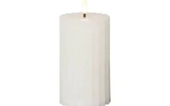 Flamme Stripe Batteridrivet Blockljus 15cm Vit