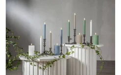 Flamme Stripe Batteridrivet Blockljus 15cm Vit