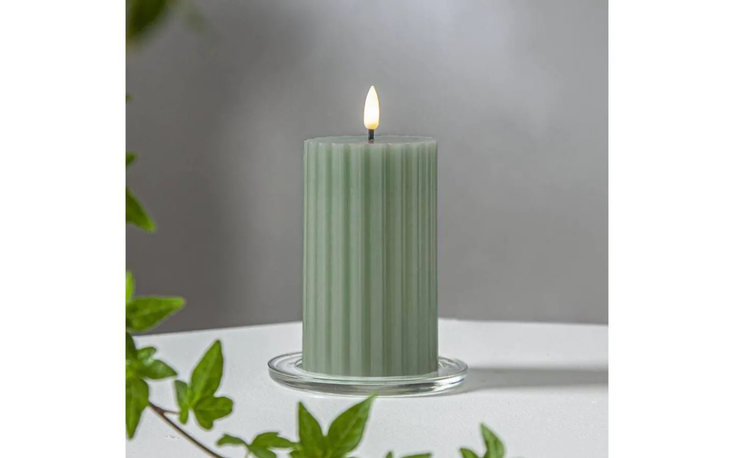 Star Trading Flamme Stripe Batteridrivet Blockljus 15cm Grön* Flamme Batteriljus (Hela Serien)|Flamme Batteriljus (Hela Serien)