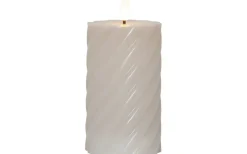 Flamme Swirl Batteridrivet Blockljus 15cm Beige