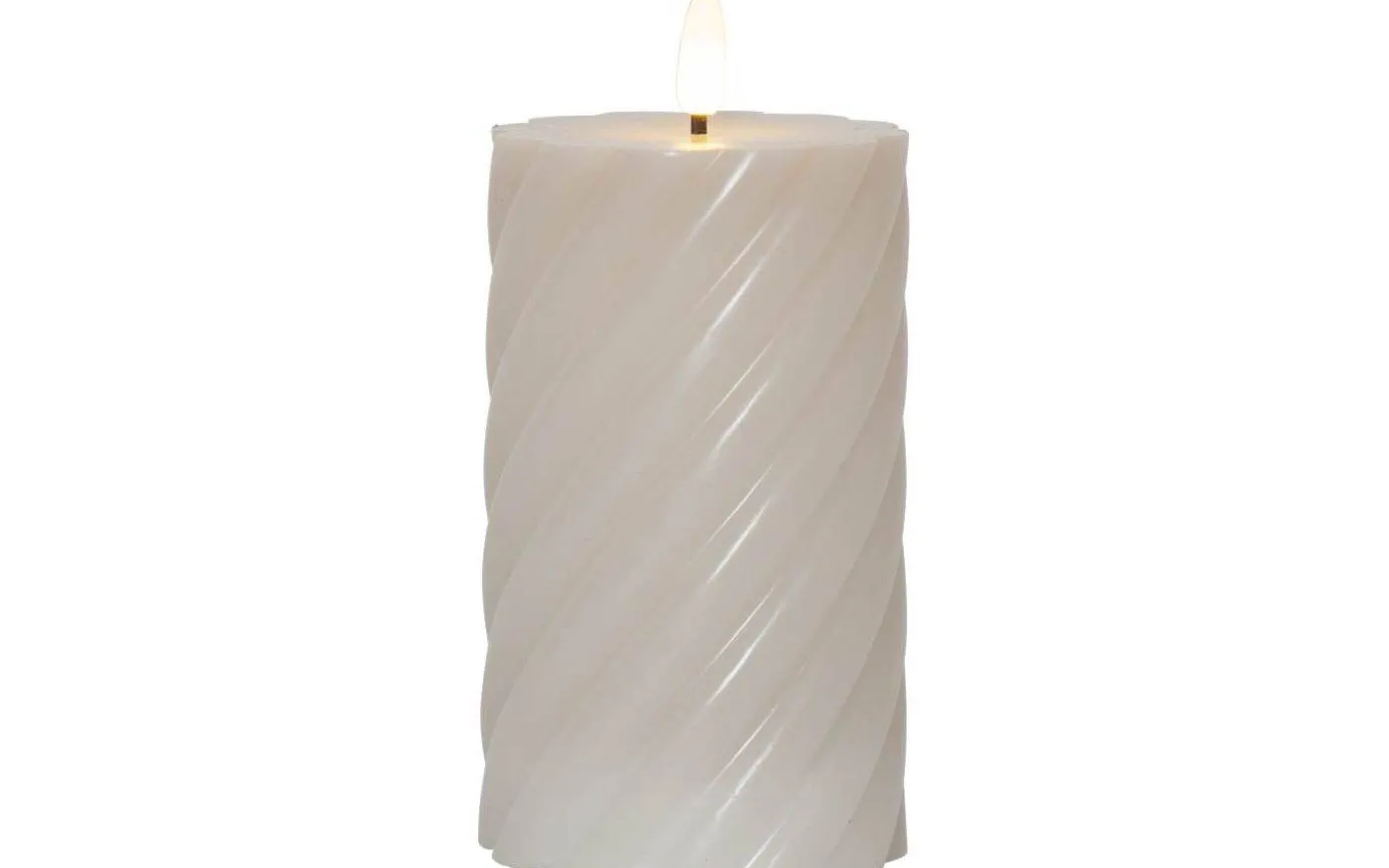 Flamme Swirl Batteridrivet Blockljus 15cm Beige