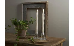 Flamme Batteriljus (Hela Serien)|Flamme Batteriljus (Hela Serien)<Star Trading Flamme Swirl Batteridrivna Antikljus 25cm 2-Pack Beige