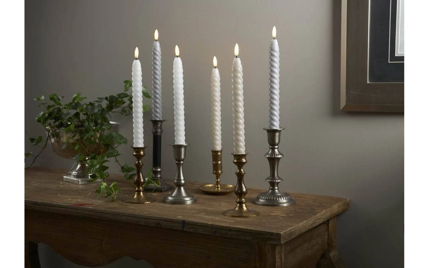 Star Trading Flamme Swirl Batteridrivna Antikljus 25cm 2-Pack Grå* Flamme Batteriljus (Hela Serien)|Flamme Batteriljus (Hela Serien)