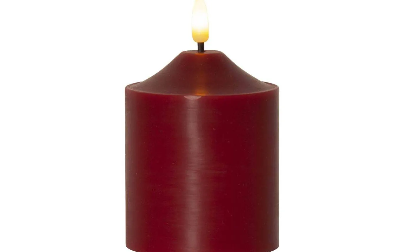 Flamme Topp Batteridrivet Blockljus 12cm Mörkröd