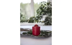 Flamme Topp Batteridrivet Blockljus 12cm Mörkröd