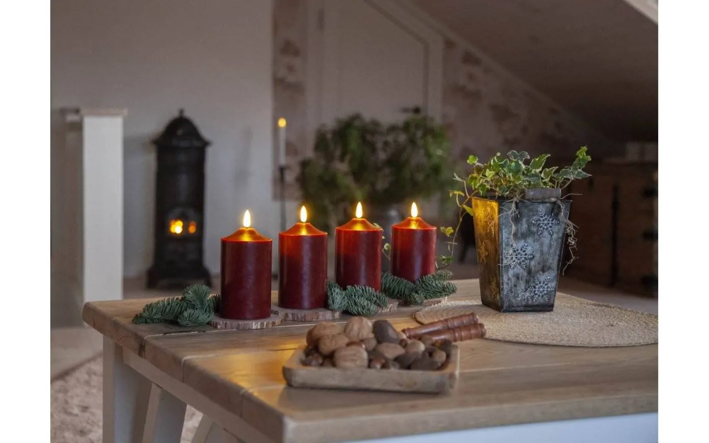 Star Trading Flamme Topp Batteridrivet Blockljus 15cm Mörkröd* Flamme Batteriljus (Hela Serien)|Flamme Batteriljus (Hela Serien)