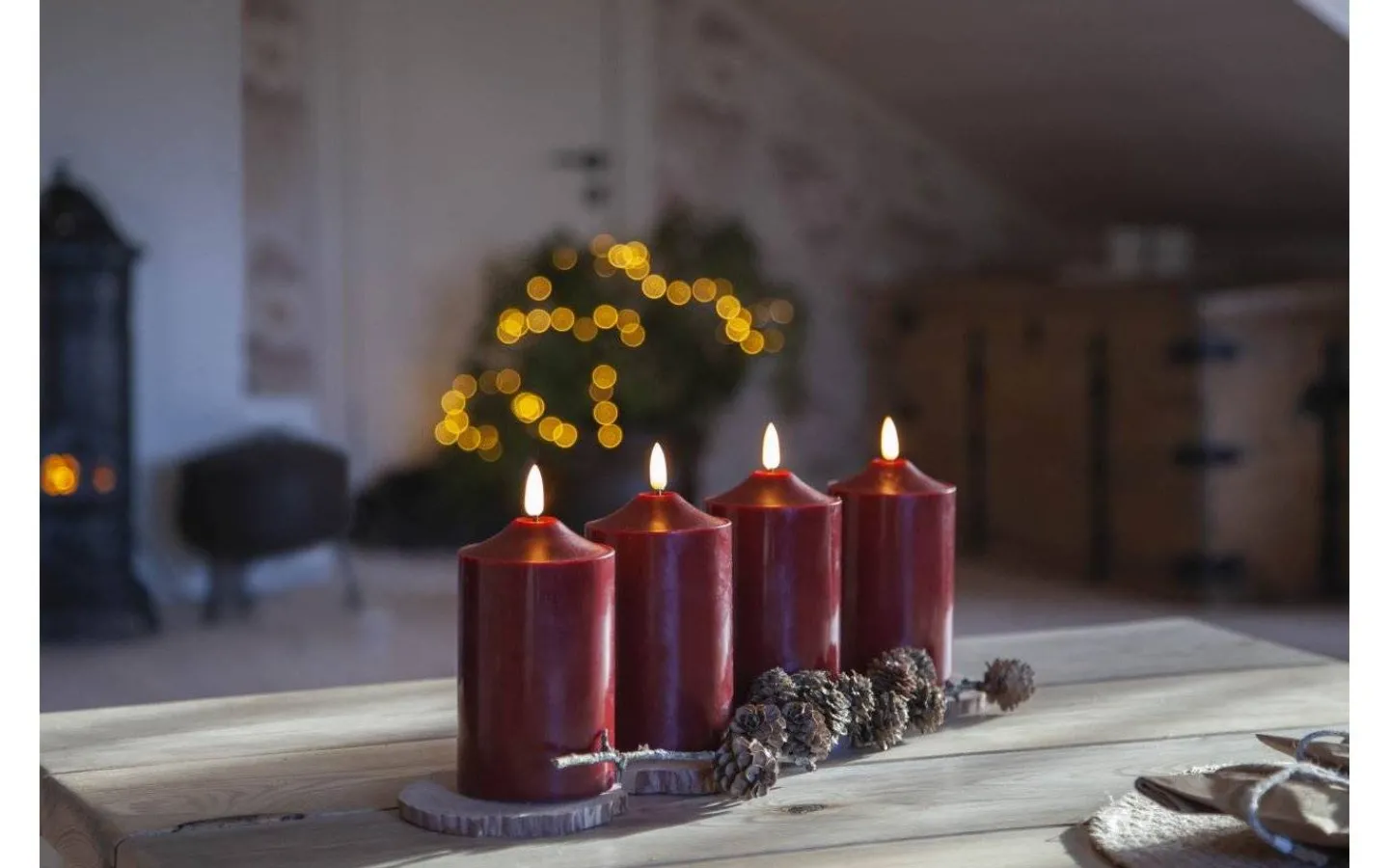 Star Trading Flamme Topp Batteridrivet Blockljus 15cm Mörkröd* Flamme Batteriljus (Hela Serien)|Flamme Batteriljus (Hela Serien)