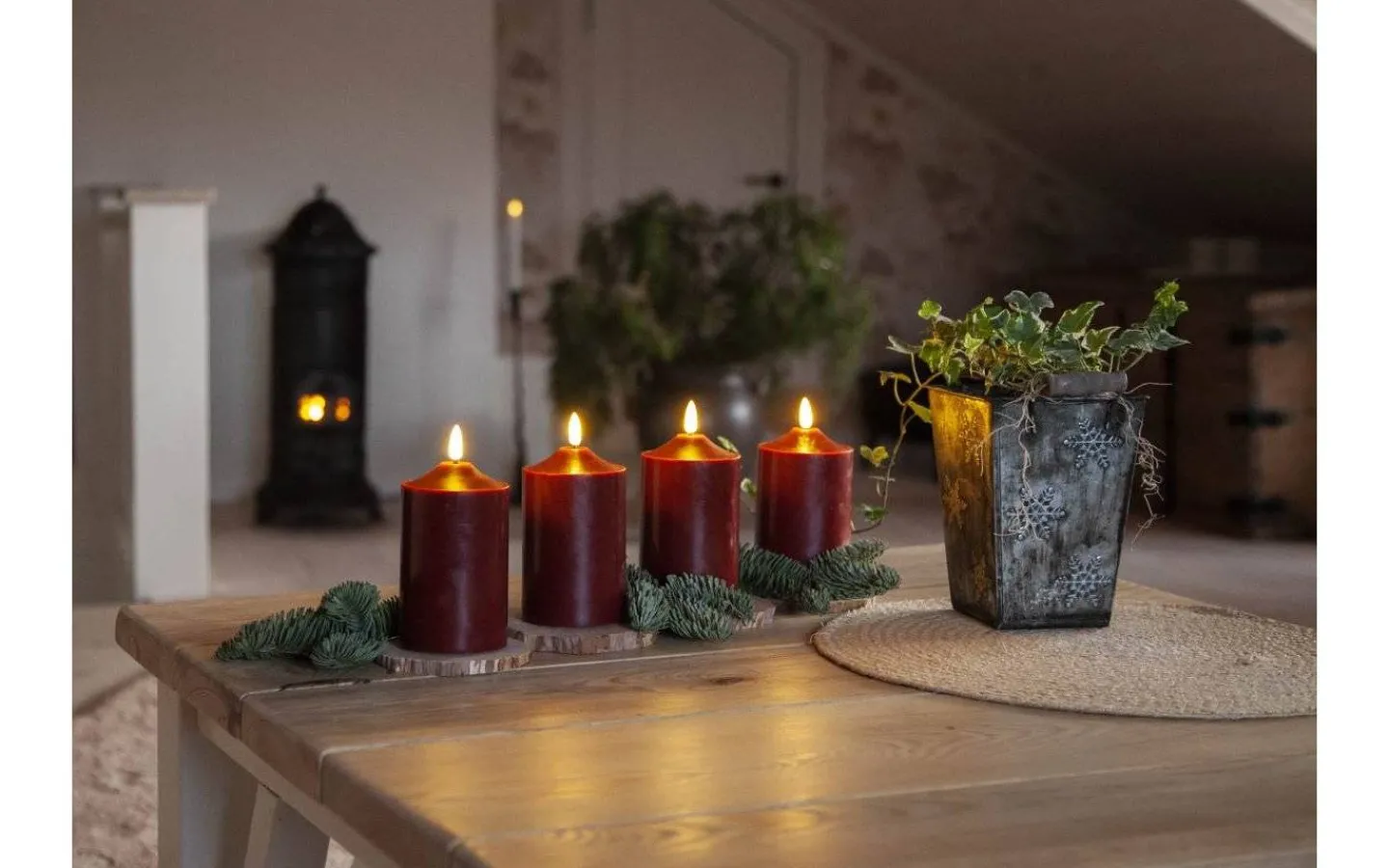 Star Trading Flamme Topp Batteridrivet Blockljus 15cm Mörkröd* Flamme Batteriljus (Hela Serien)|Flamme Batteriljus (Hela Serien)