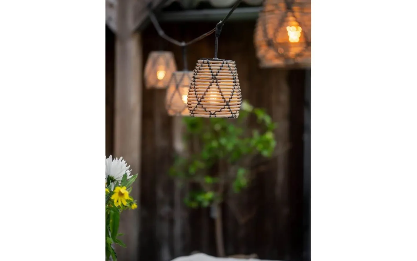 PR Home Flex Out Ljusslinga 6,5m med 5st Lollo skärmar 18cm Svart/Brun IP44* Partyslingor Utomhus 230V|Partyslingor Utomhus 230V