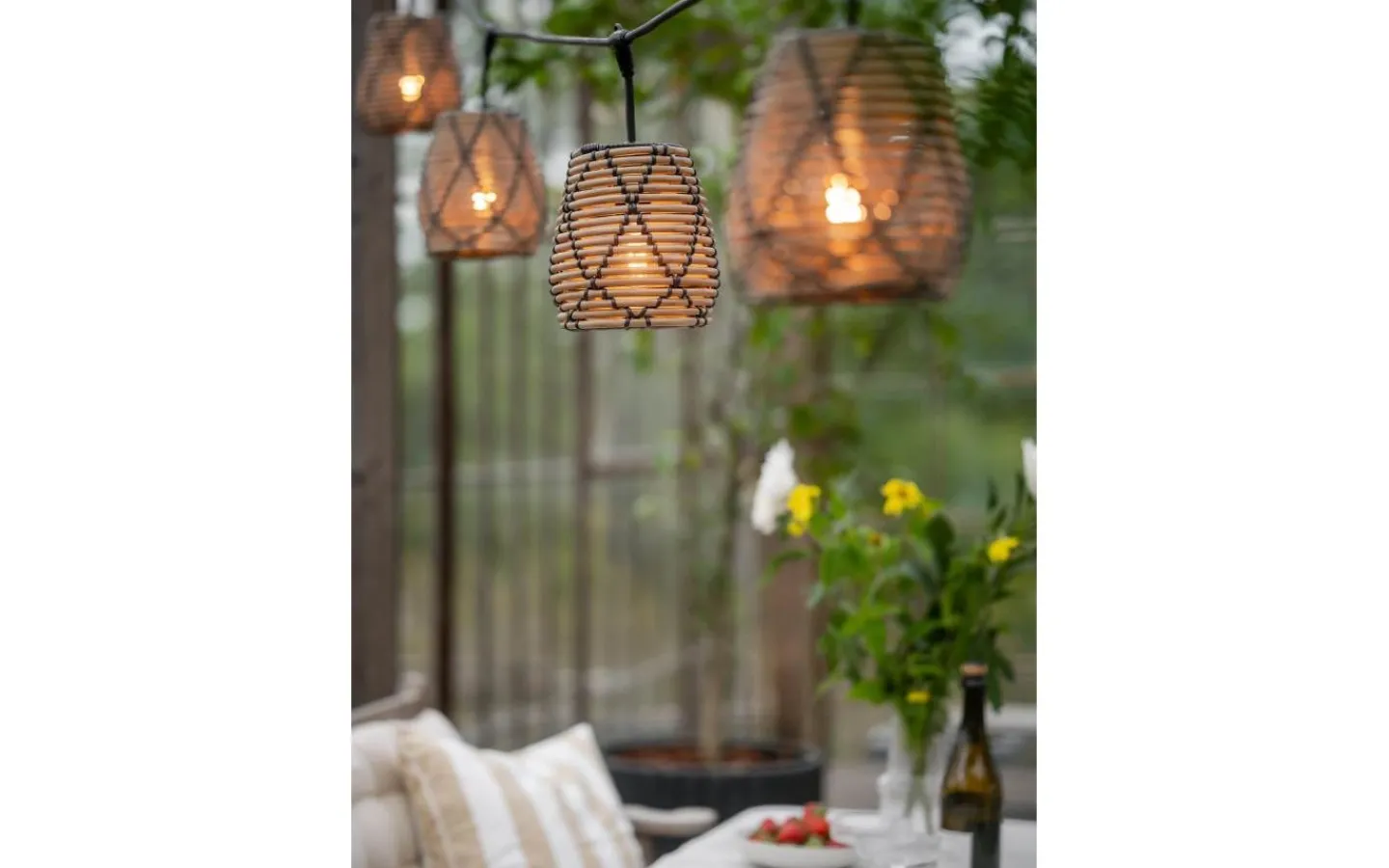 PR Home Flex Out Ljusslinga 6,5m med 5st Lollo skärmar 18cm Svart/Brun IP44* Partyslingor Utomhus 230V|Partyslingor Utomhus 230V