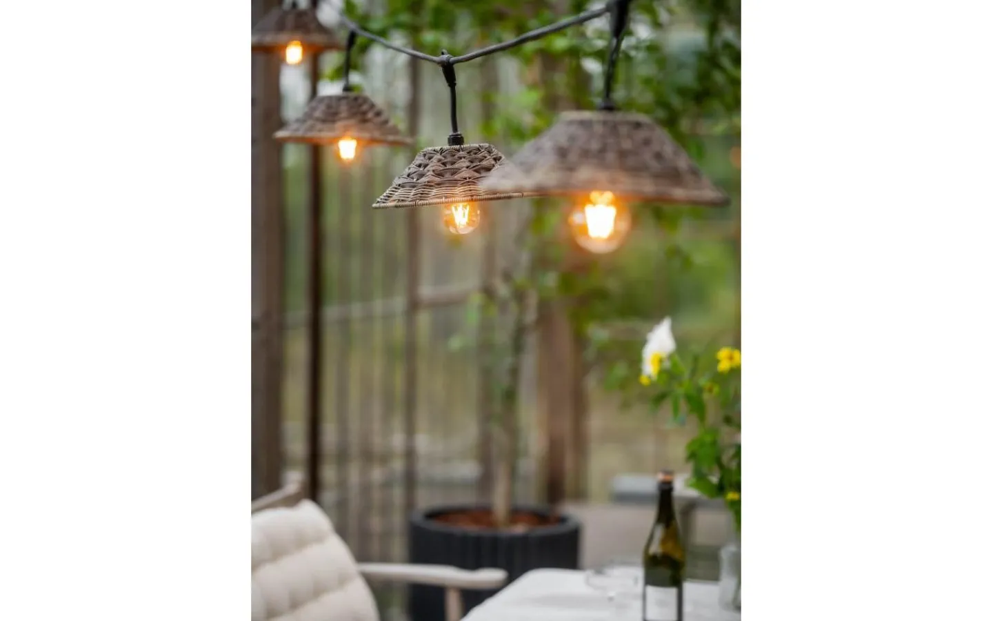 PR Home Flex Out Ljusslinga 6,5m med 5st Lisen skärmar 27cm Svart/Brun IP44* Partyslingor Utomhus 230V|Partyslingor Utomhus 230V