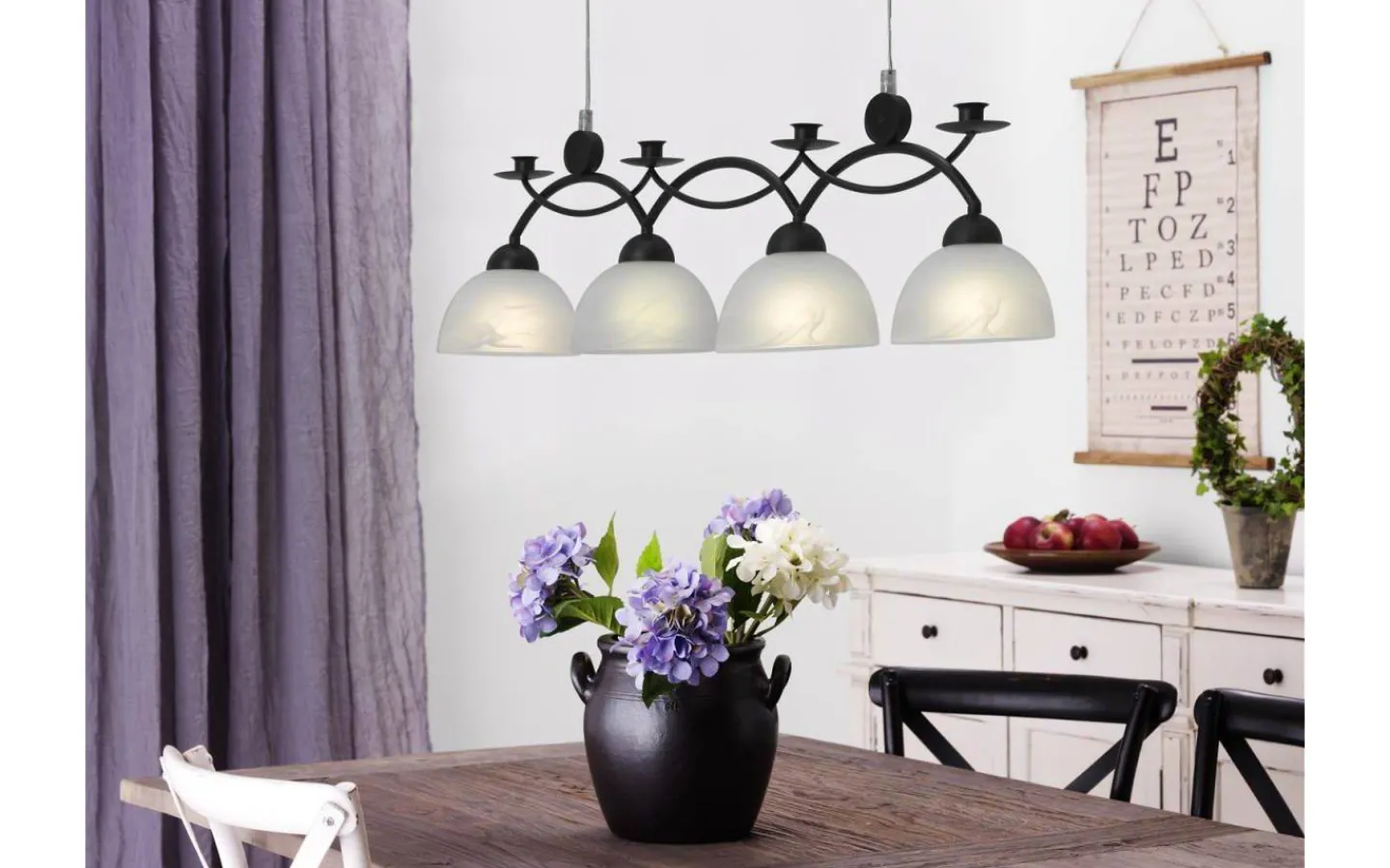 Cottex Florens Taklampa 89cm 4xE14 Antik svart* Kök & Matplats|Avlånga Taklampor