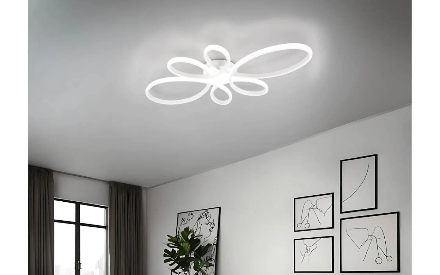 Trio Lighting Fly Plafond LED 83cm mattvit 4000K* Plafonder