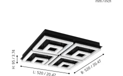 Fradelo Plafond 52cm LED 3000K 48W Svart