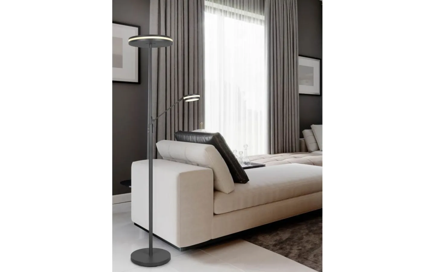 Trio Lighting Franklin Golvlampa LED uplight antracit* Uplight|Golvläslampor