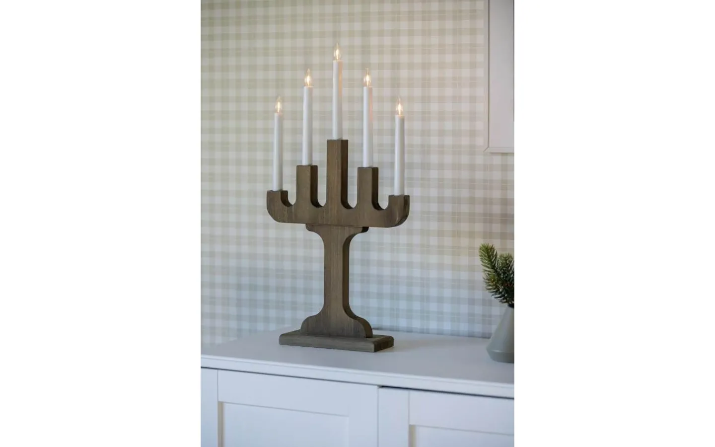 Konstsmide Frostgnista Adventsljusstake 58cm Valnöt* Visa Alla Adventsljusstakar|Adventsljusstakar 31-60 Cm