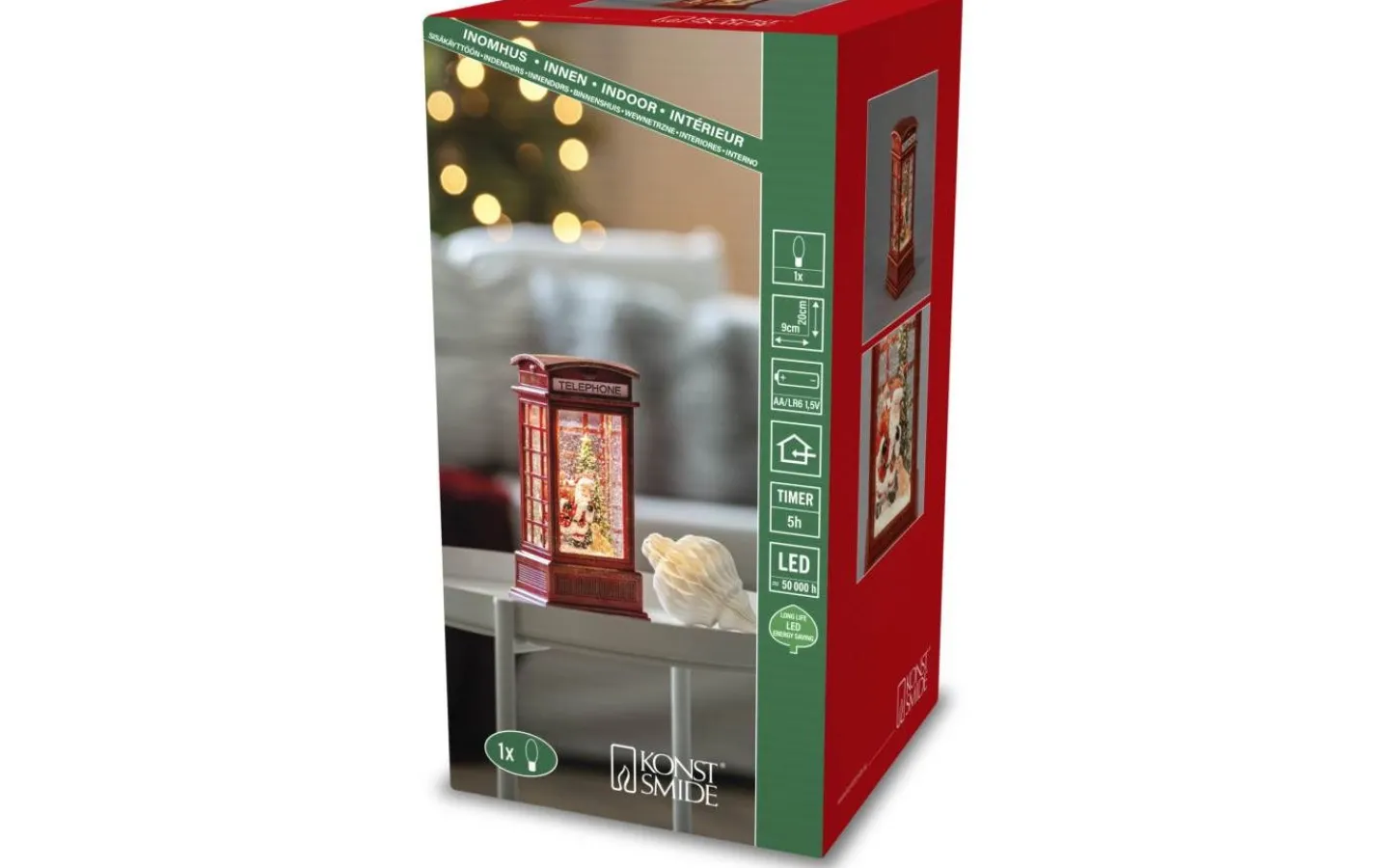 Vattenfyllda Lyktor<Konstsmide Frostnatt Batteridriven Vattenfylld lykta Telefonkiosk