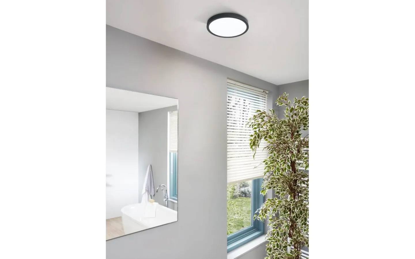 Badrumslampor Tak<Eglo Fueva 5 Plafond 29cm LED 3000K 20,5W Svart IP44