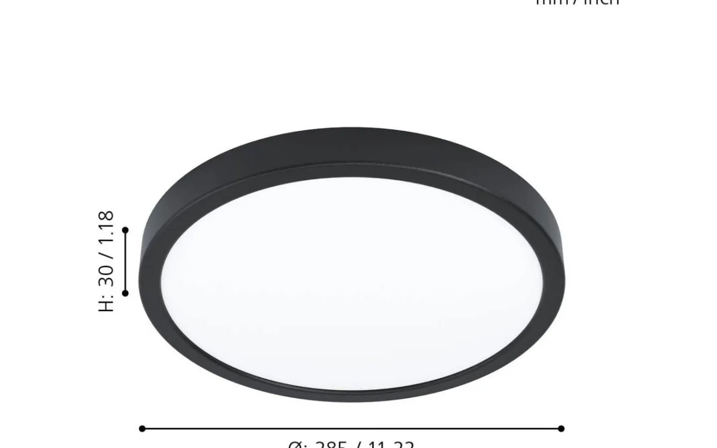 Badrumslampor Tak<Eglo Fueva 5 Plafond 29cm LED 3000K 20,5W Svart IP44