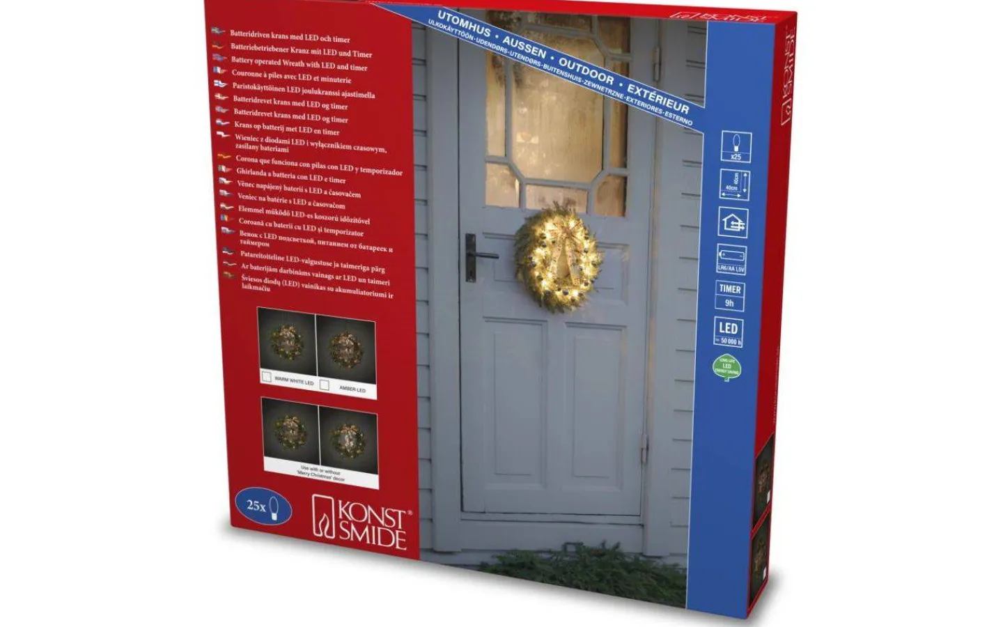 Kransar<Konstsmide Fury Batteridriven Julkrans 40cm Amber IP44