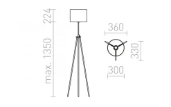Rendl Gardette Golvlampa 158cm Svart/Aluminium E27* Golvlampor